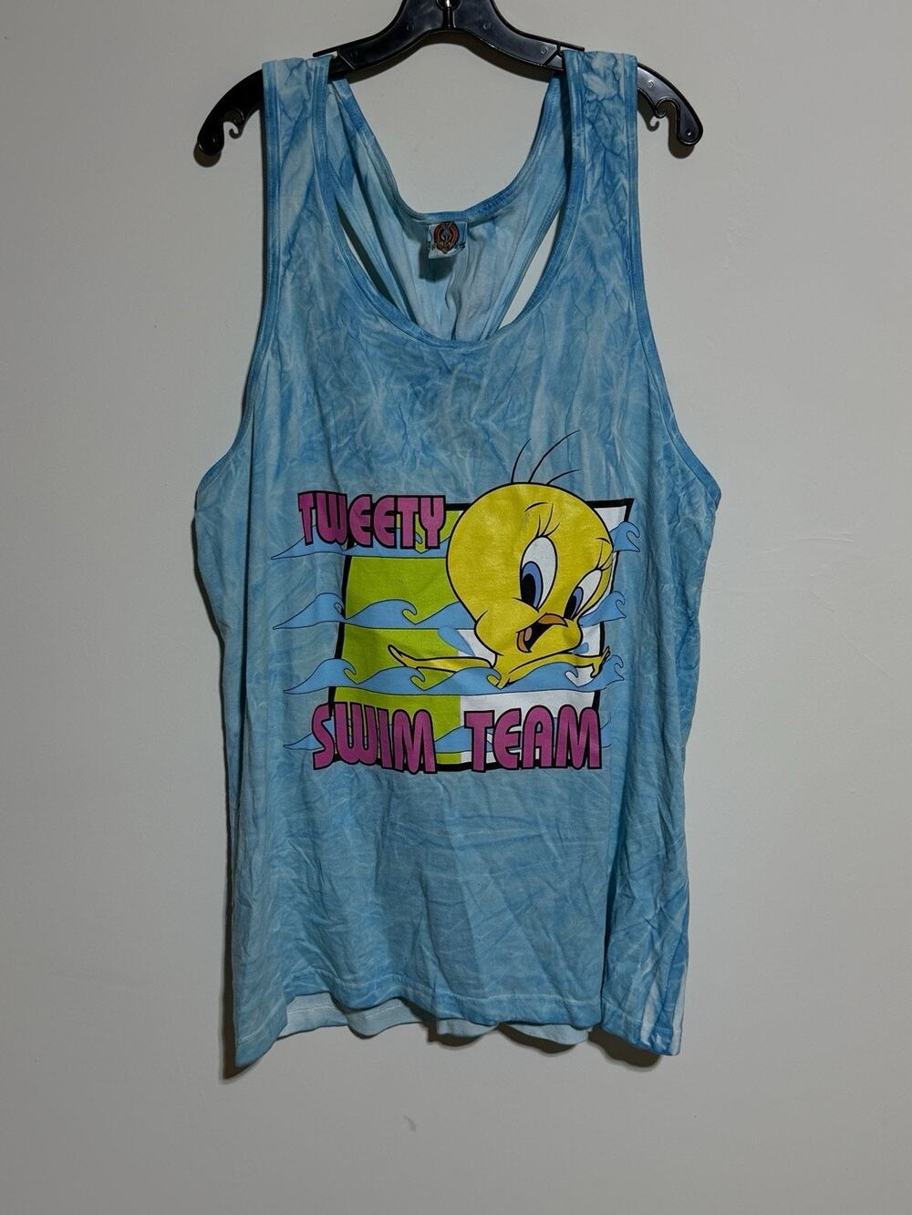 Vintage Looney Tunes Tank Top Womens One Size Fits All Tweety Swim Team Blue